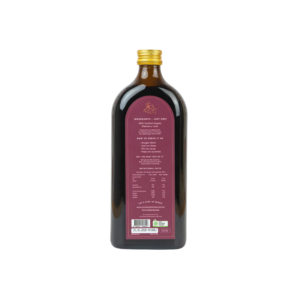 Mt. Wilder Berries | Certified Organic Elderberry Juice