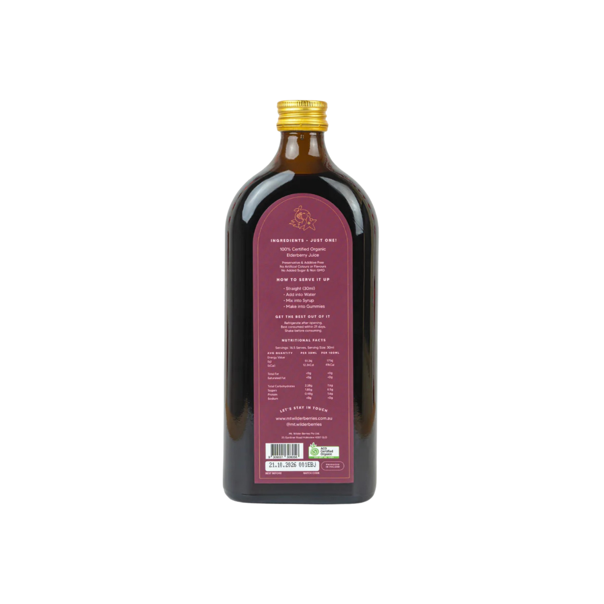Mt. Wilder Berries | Certified Organic Elderberry Juice